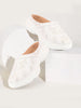 Women White Laser Cut Star Design Back Open Slip-On Mules Shoes