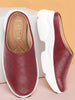 Women Cherry Back Open Classic Design Slip On Mules Shoes