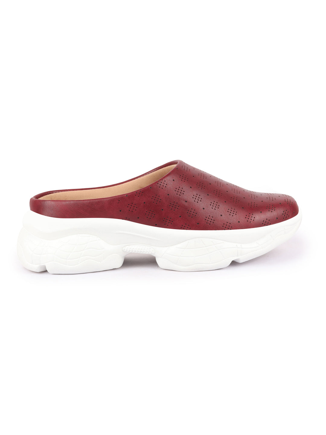 Shop Women Cherry Back Open Classic Design Slip On Mules Shoes Online.