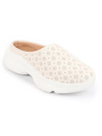 Shop Women White Back Open Classic Design Slip On Mules Shoes Online.