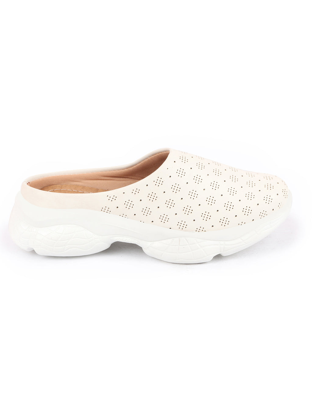 Shop Women White Back Open Classic Design Slip On Mules Shoes Online.