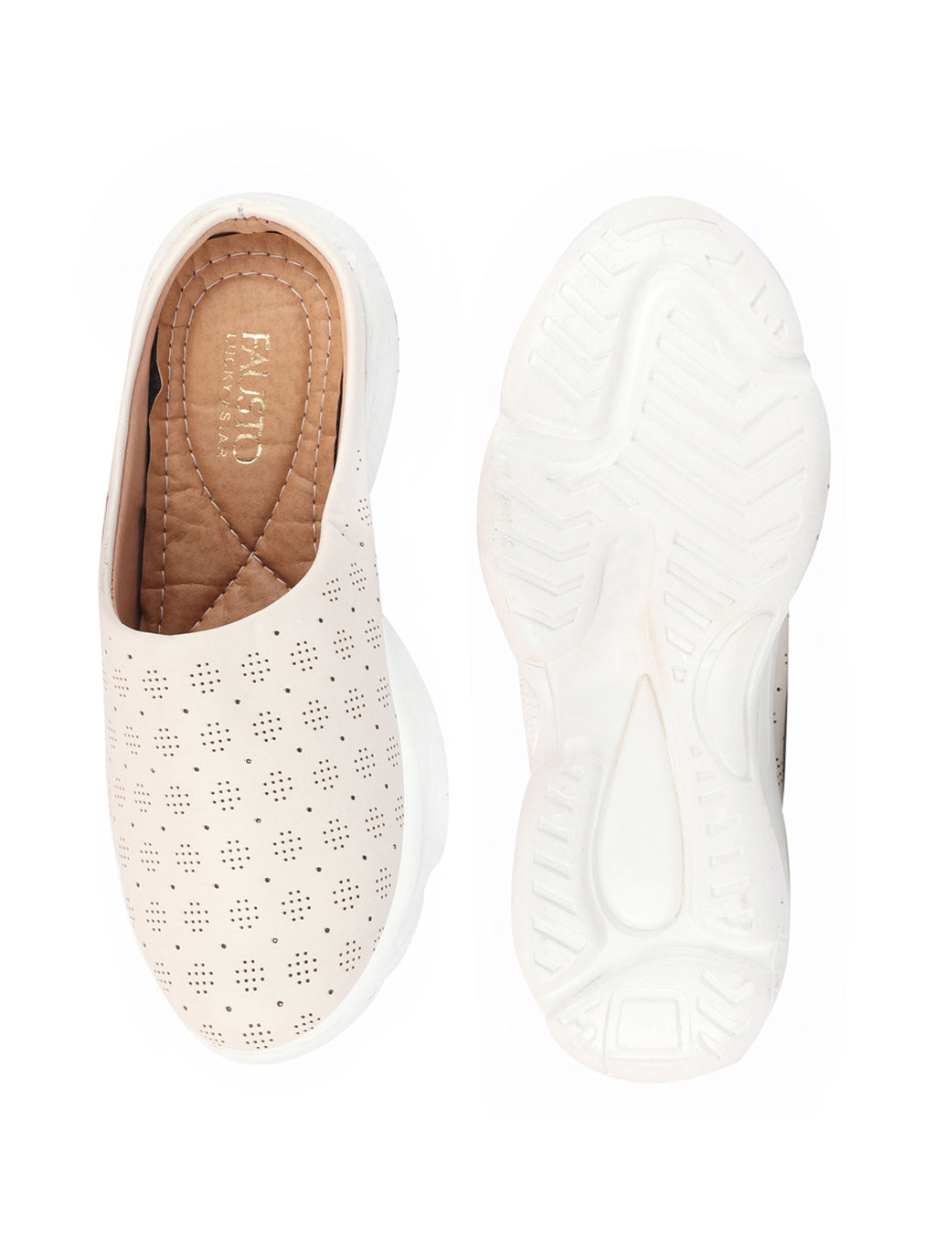 Shop Women White Back Open Classic Design Slip On Mules Shoes Online.