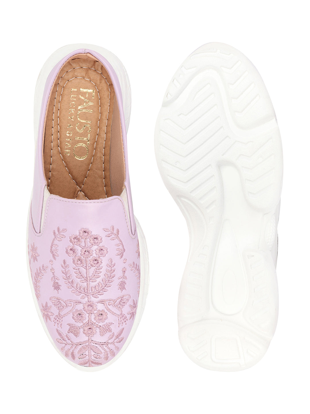 Shop Women Purple Floral Print Embroidery Design Back Open Slip On Mules Shoes Online.