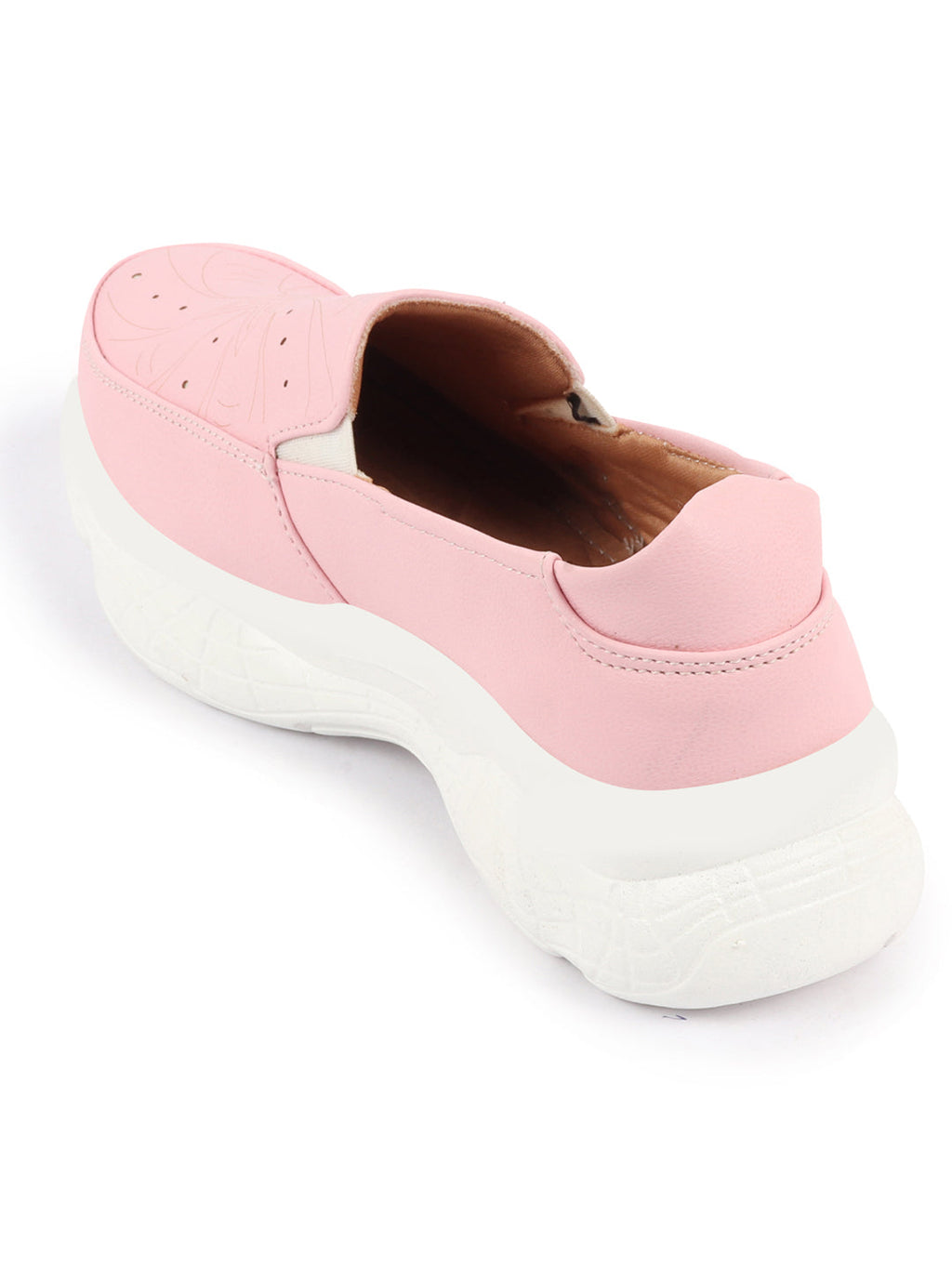 Shop Women Pink Printed Design Stitched Comfort Slip On Sneaker Shoes Online.