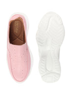 Shop Women Pink Printed Design Stitched Comfort Slip On Sneaker Shoes Online.