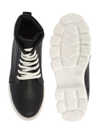 Shop Women Black Outdoor Winter High Top Chunky Lace Up Casual Boots Online.