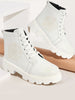 Women White Outdoor Winter High Top Chunky Lace Up Casual Boots