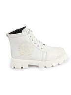 Shop Women White Outdoor Winter High Top Chunky Lace Up Casual Boots Online.