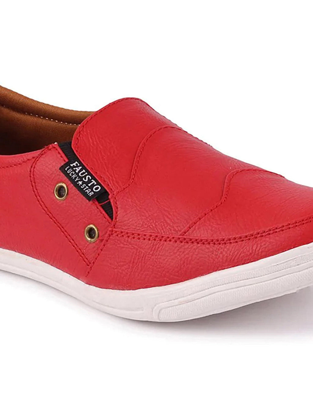 Shop Men Red Casual Slip-On Loafers Online.