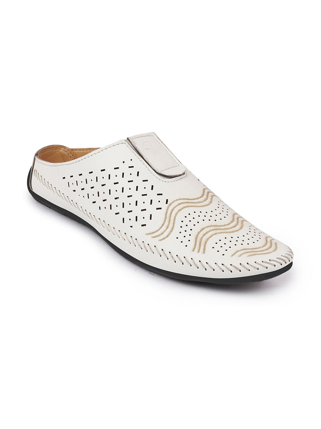 Shop Men White Ethnic Wedding Party Back Open Laser Cut Design Juttis and Mojaris Online.
