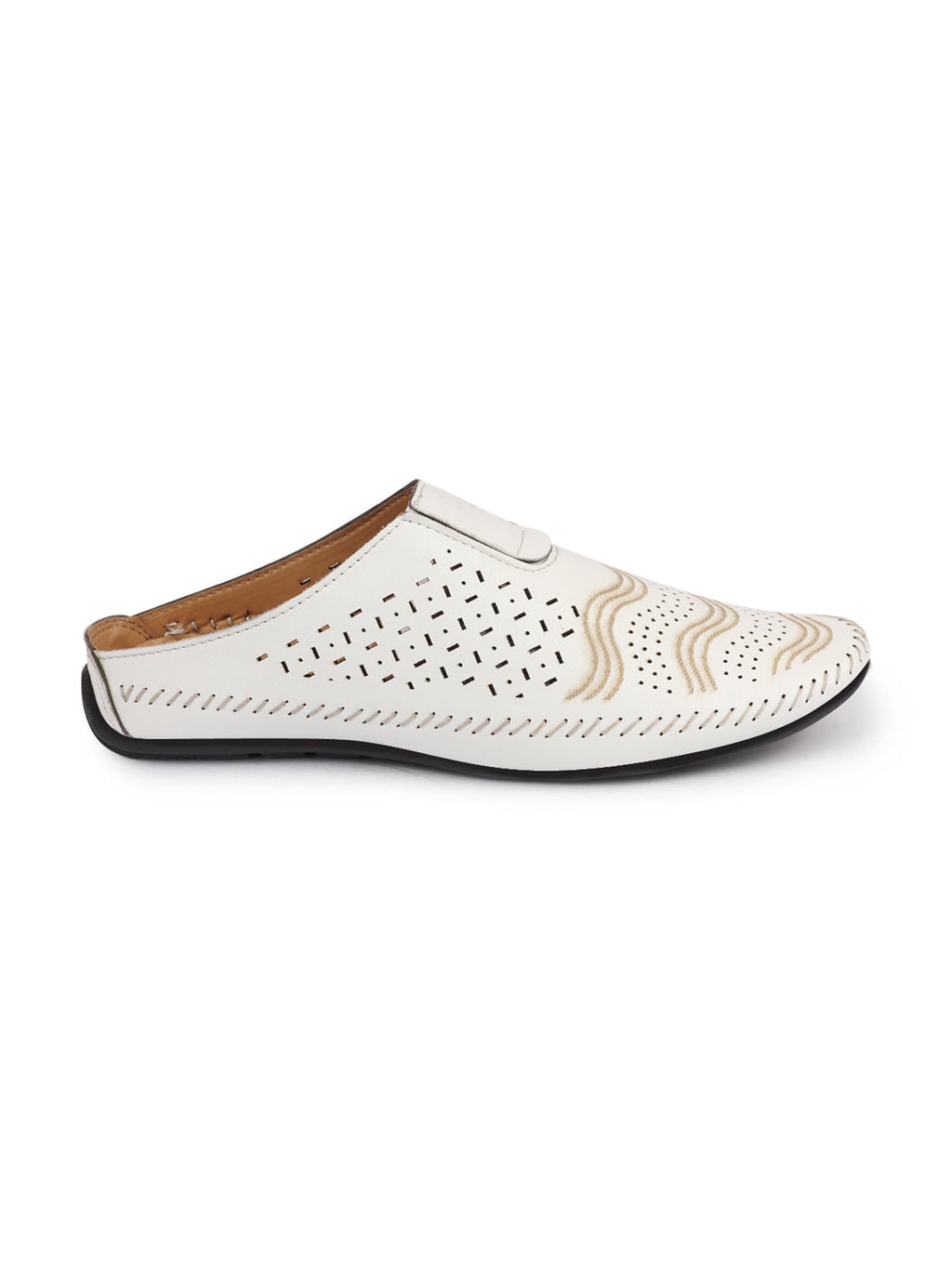 Shop Men White Ethnic Wedding Party Back Open Laser Cut Design Juttis and Mojaris Online.