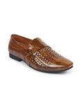 Men Beige Patent Leather Stylish Slip On Loafers