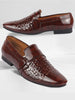 Men Brown Casual Patent Leather Slip-On Shoes