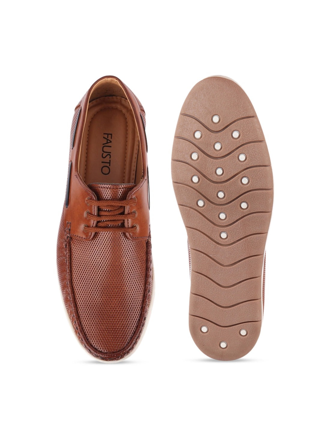 Shop Men Brown Casual Lace-Up Boat Shoes Online.