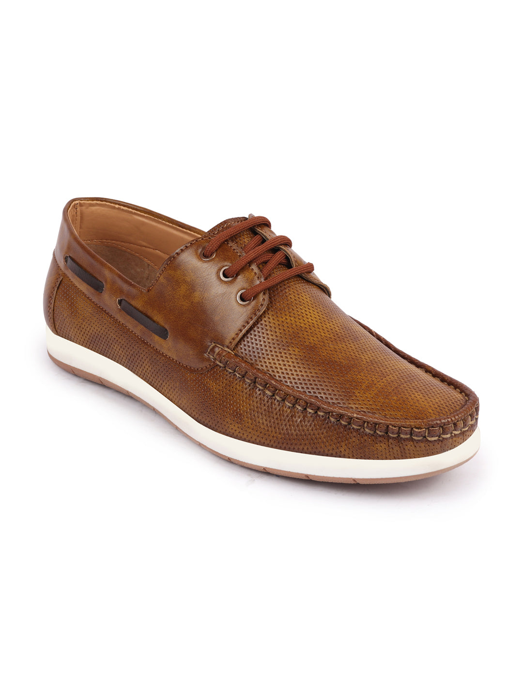 Shop Men Camel Casual Outfit Fashion Comfort Classy Flexible Lace Up Boat Shoes Sneakers Online.