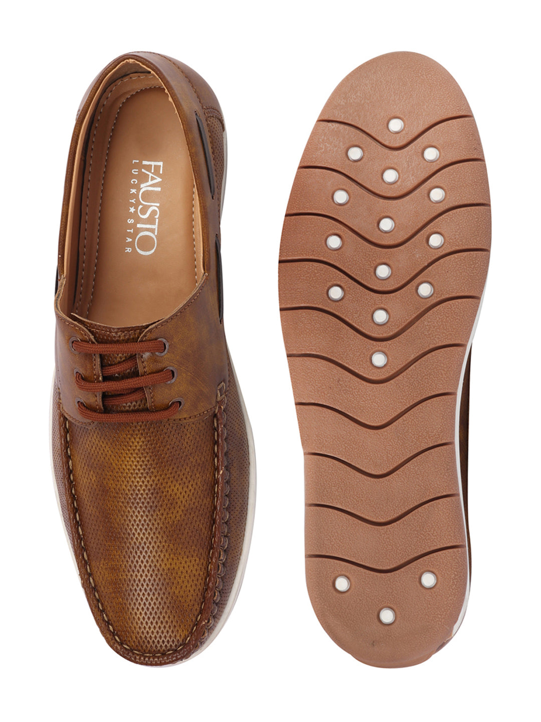 Shop Men Camel Casual Outfit Fashion Comfort Classy Flexible Lace Up Boat Shoes Sneakers Online.