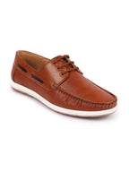 Shop Men Tan Casual Lace-Up Boat Shoes Online.