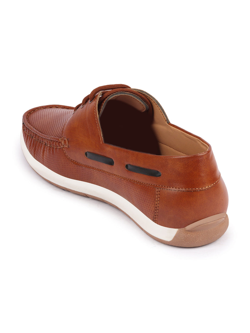 Shop Men Tan Casual Lace-Up Boat Shoes Online.