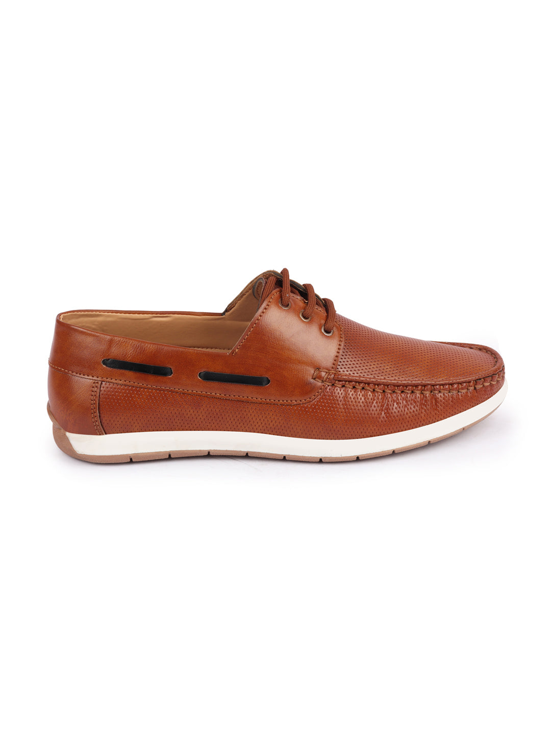 Shop Men Tan Casual Lace-Up Boat Shoes Online.