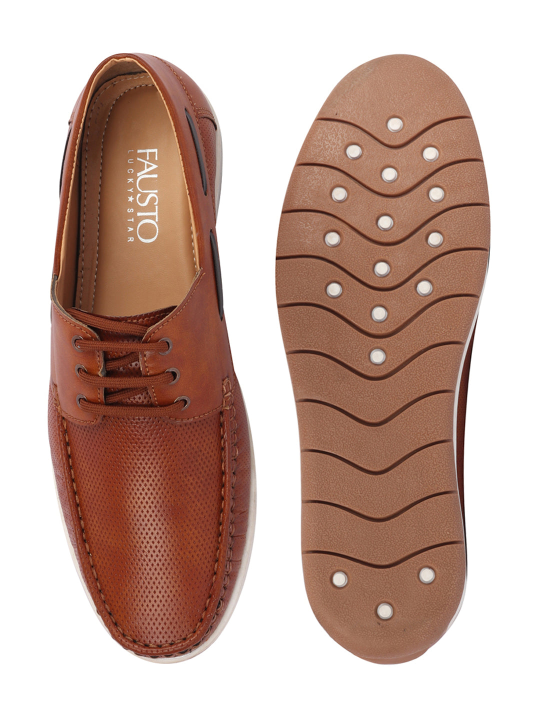 Shop Men Tan Casual Lace-Up Boat Shoes Online.