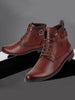 Men Brown High Ankle Buckle Boots