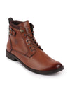 Men Tan High Ankle Buckle Boots
