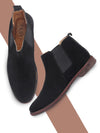Men Black Suede Leather Slip On Chelsea Boots