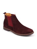 Shop Men Cherry Suede Leather Outdoor Everyday High Ankle Classy Chelsea Boots Online.