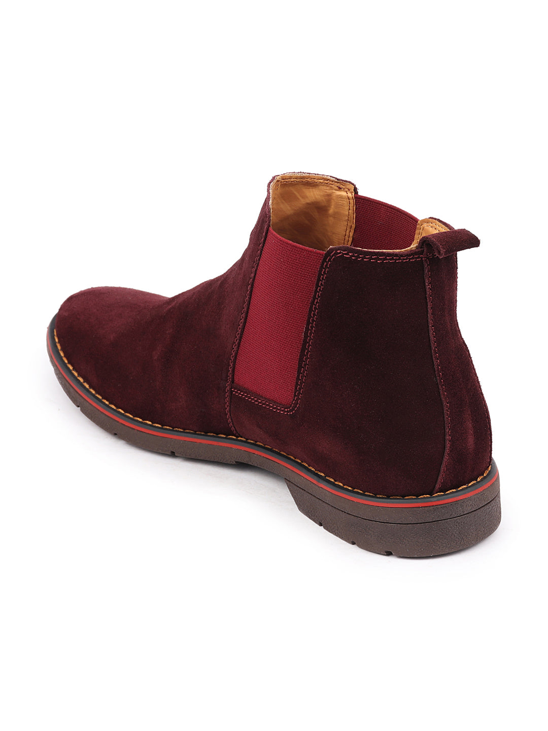 Shop Men Cherry Suede Leather Outdoor Everyday High Ankle Classy Chelsea Boots Online.