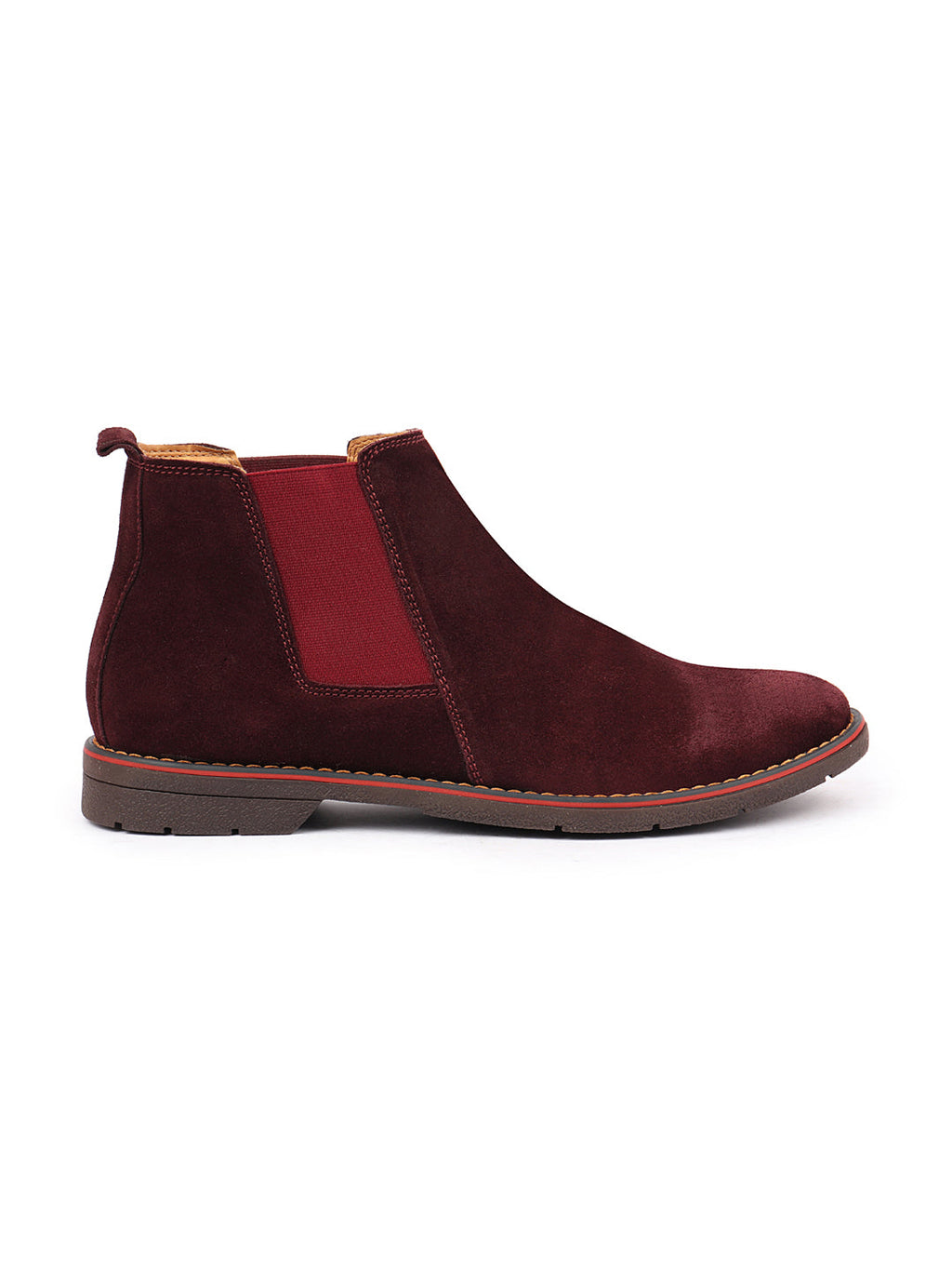 Shop Men Cherry Suede Leather Outdoor Everyday High Ankle Classy Chelsea Boots Online.