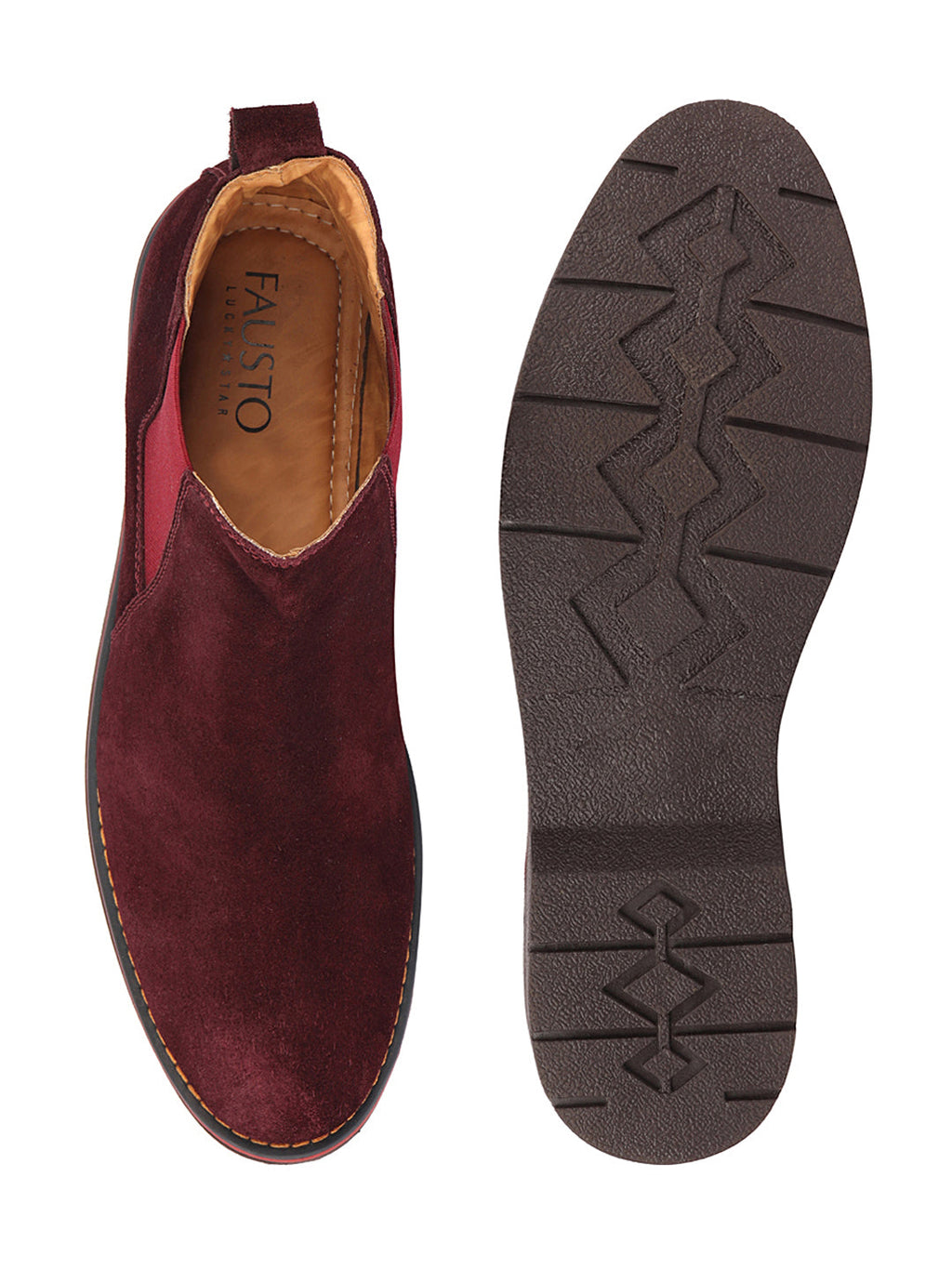 Shop Men Cherry Suede Leather Outdoor Everyday High Ankle Classy Chelsea Boots Online.
