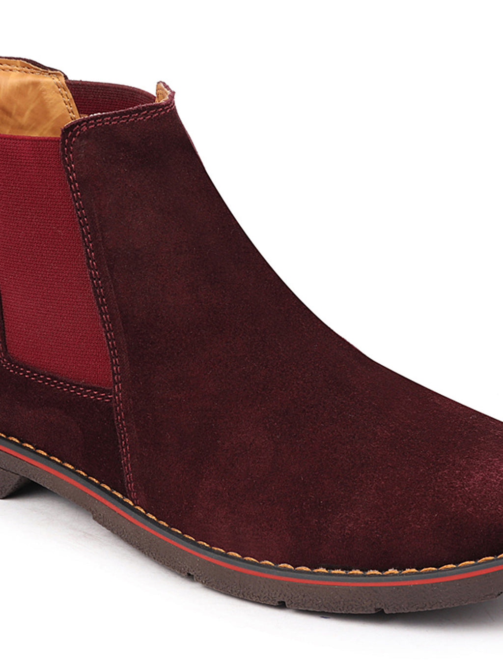 Shop Men Cherry Suede Leather Outdoor Everyday High Ankle Classy Chelsea Boots Online.