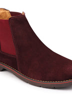 Shop Men Cherry Suede Leather Outdoor Everyday High Ankle Classy Chelsea Boots Online.