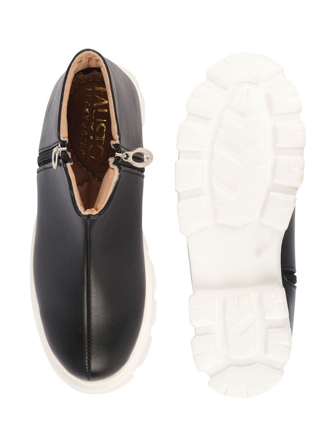 Shop Women Black Outdoor High Top Chunky Side Zipper Office Work Boots Online.