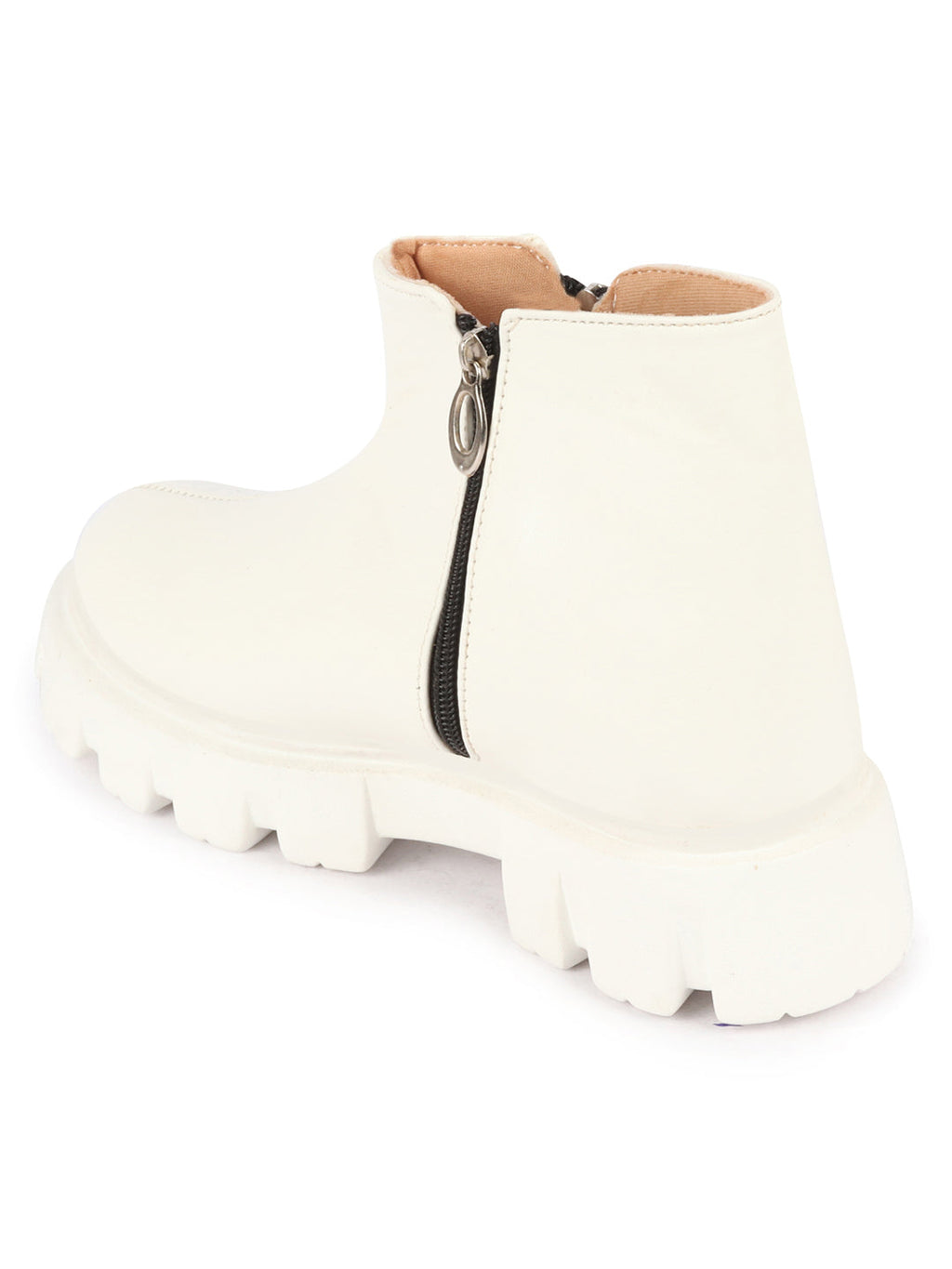 Shop Women White Outdoor High Top Chunky Side Zipper Office Work Boots Online.