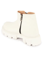 Shop Women White Outdoor High Top Chunky Side Zipper Office Work Boots Online.