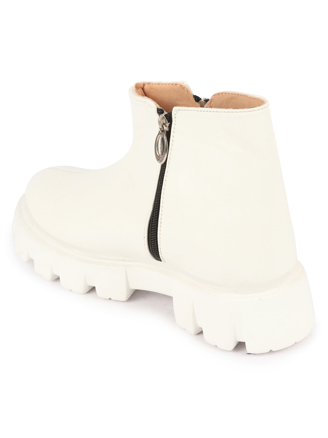 Shop Women White Outdoor High Top Chunky Side Zipper Office Work Boots Online.