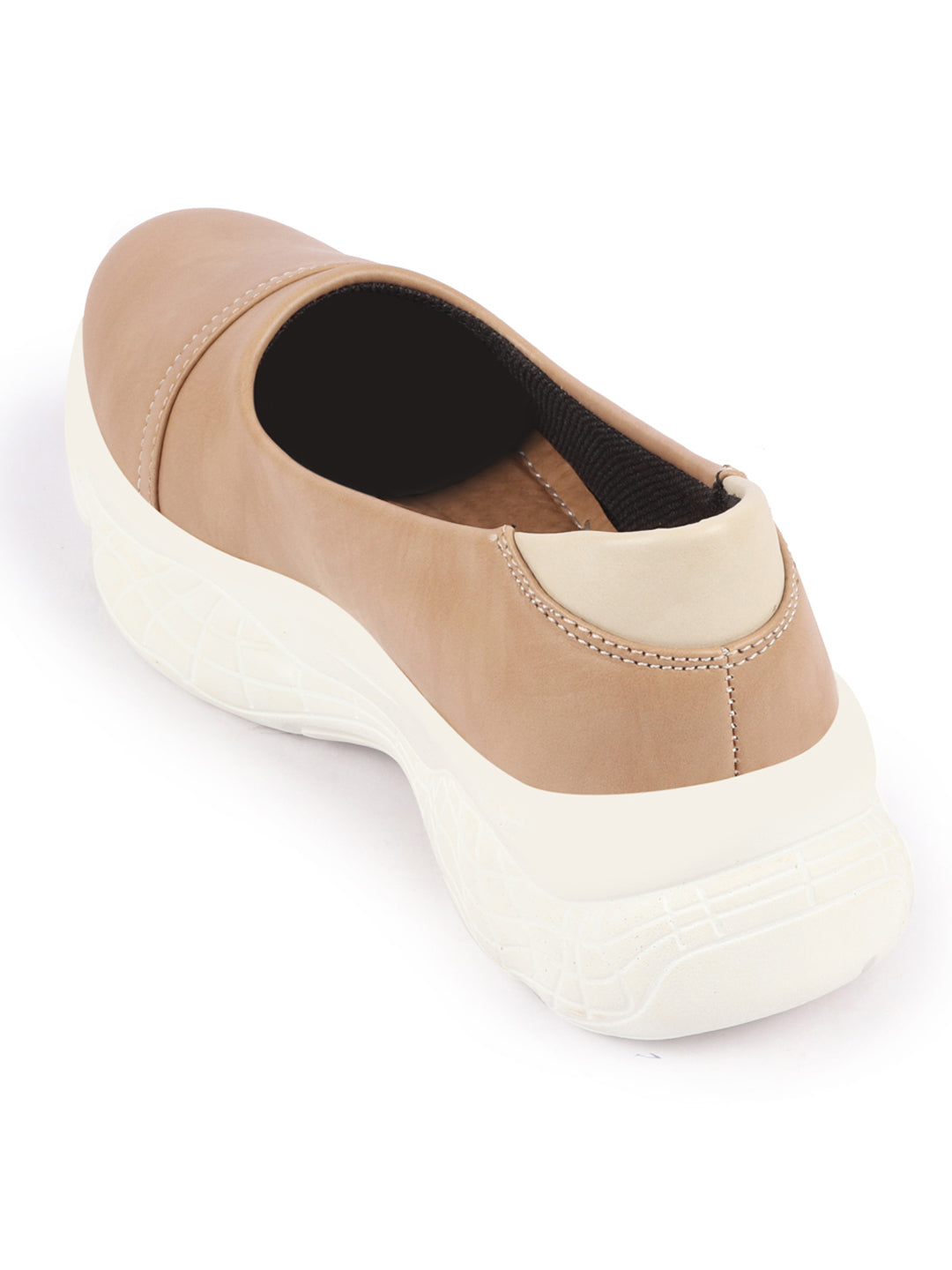 Shop Women Beige Outdoor Fashion Stitched Design Slip On Shoes Online.