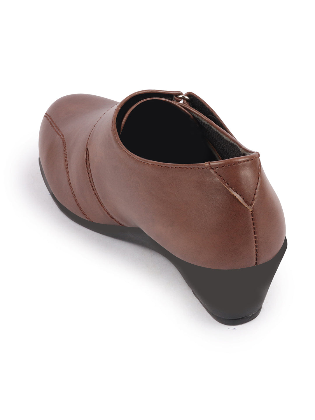 Shop Women Brown Outdoor Fashion Hook and Loop Platform Heel Slip On Shoes Online.