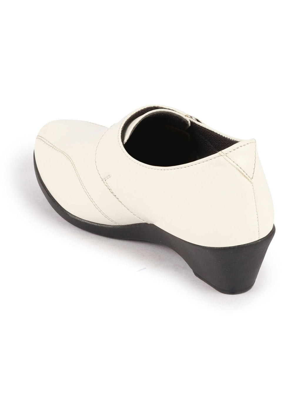 Shop Women White Outdoor Fashion Hook and Loop Platform Heel Wedges Online.