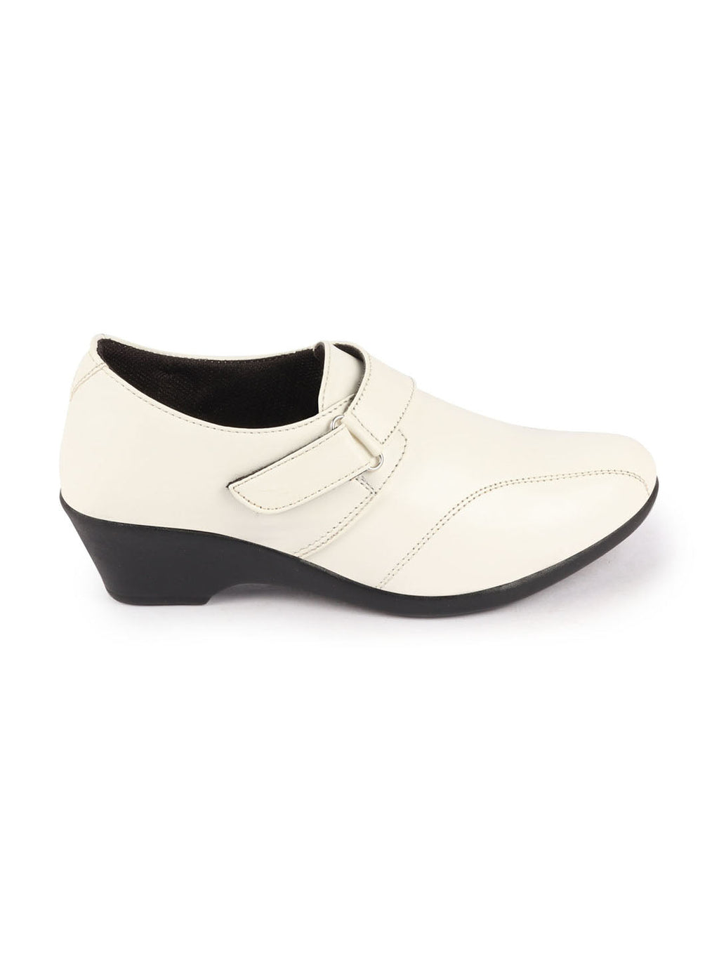Shop Women White Outdoor Fashion Hook and Loop Platform Heel Wedges Online.