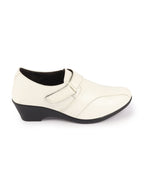 Shop Women White Outdoor Fashion Hook and Loop Platform Heel Wedges Online.