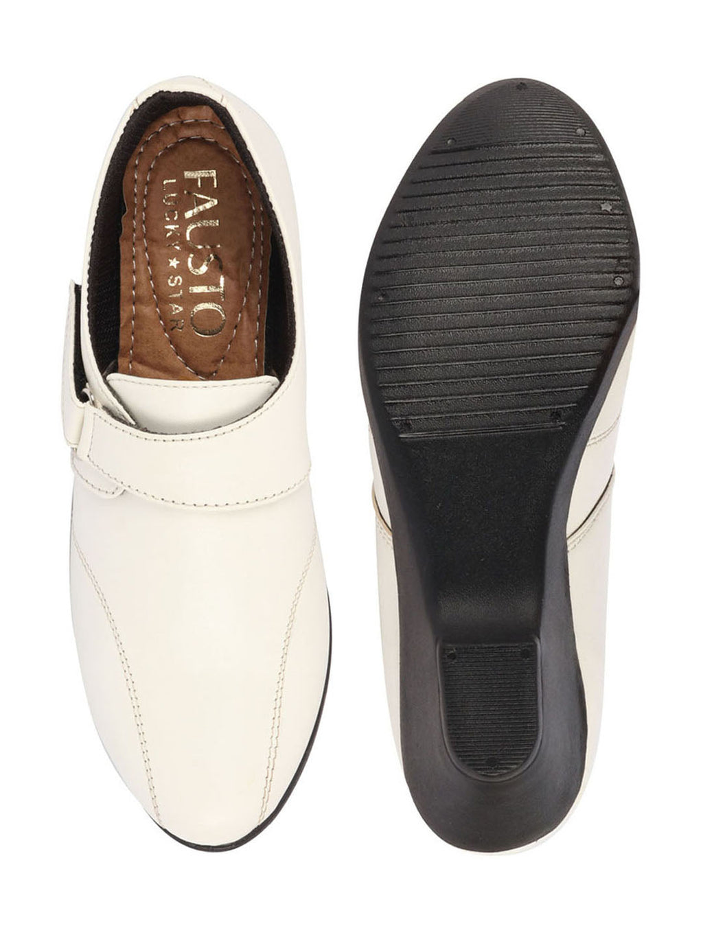 Shop Women White Outdoor Fashion Hook and Loop Platform Heel Wedges Online.