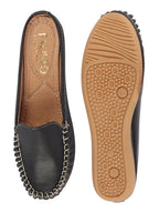 Shop Women Black Side Stitched Back Open Slip On Mules Shoes Online.