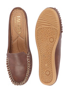 Shop Women Brown Side Stitched Back Open Slip On Mules Shoes Online.