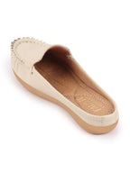 Shop Women Cream Side Stitched Back Open Slip On Mules Shoes Online.
