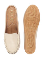 Shop Women Cream Side Stitched Back Open Slip On Mules Shoes Online.