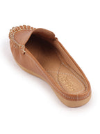 Shop Women Tan Side Stitched Back Open Slip On Mules Shoes Online.