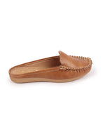 Shop Women Tan Side Stitched Back Open Slip On Mules Shoes Online.