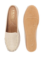 Shop Women Cream Side Stitched Laser Cut Design Back Open Slip On Mules Shoes Online.
